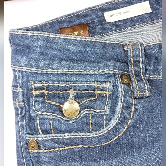 KUT FROM THE KLOTH Designer Natalie Cropped Dark Wash Blue Jeans-(#1,395) - Picture 2 of 9